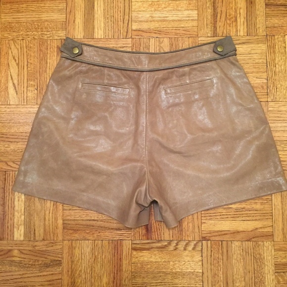 TAN TIBI LEATHER SHORTS - Picture 7 of 7